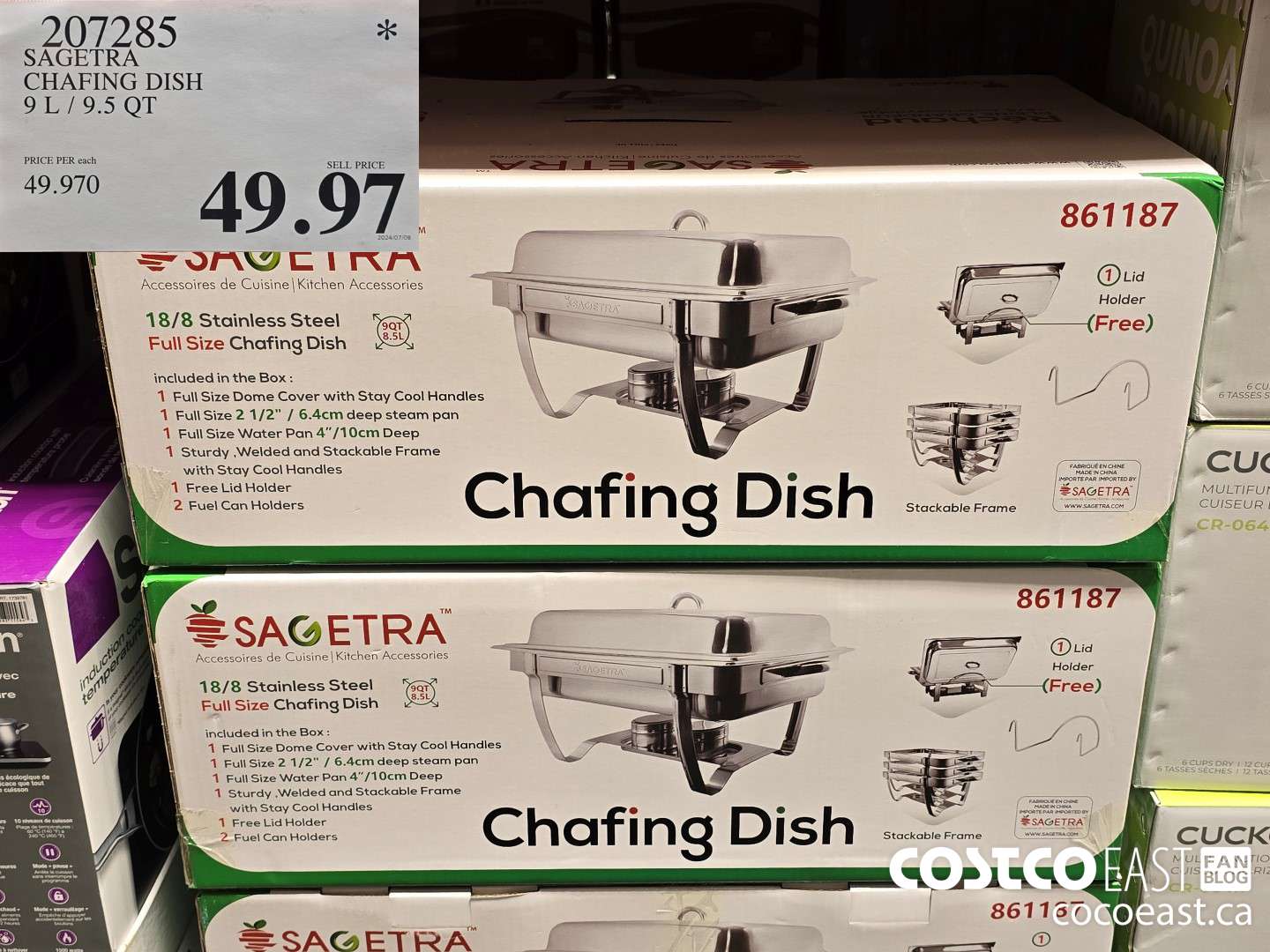 207285 SAGETRA CHAFING DISH 9 L/ 9.5 qt $49.97
