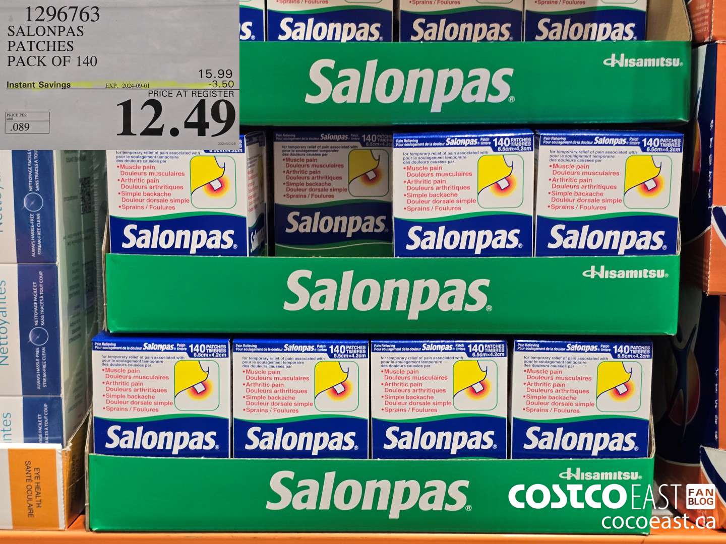 1296763 SALONPAS PATCHES PACK OF 140 ($3.50 INSTANT SAVINGS EXPIRES ON 2024-09-01) $12.49