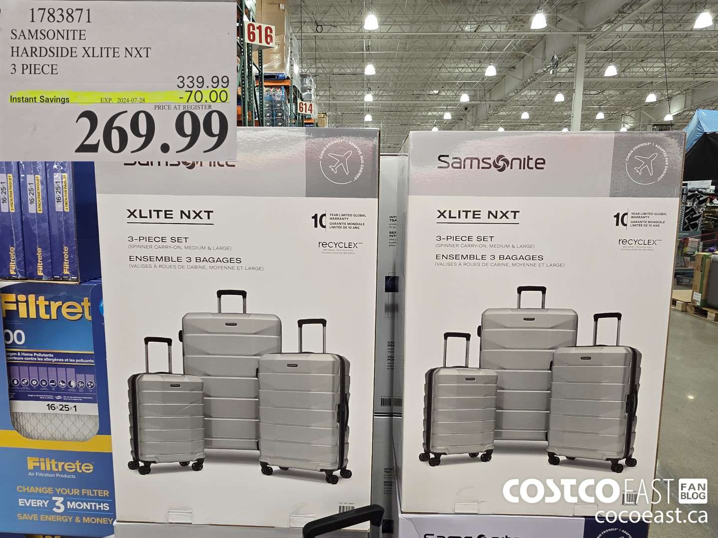 1783871 SAMSONITE HARDSIDE XLITE NXT 3 PIECE ($70.00 INSTANT SAVINGS EXPIRES ON 2024-07-28) $269.99