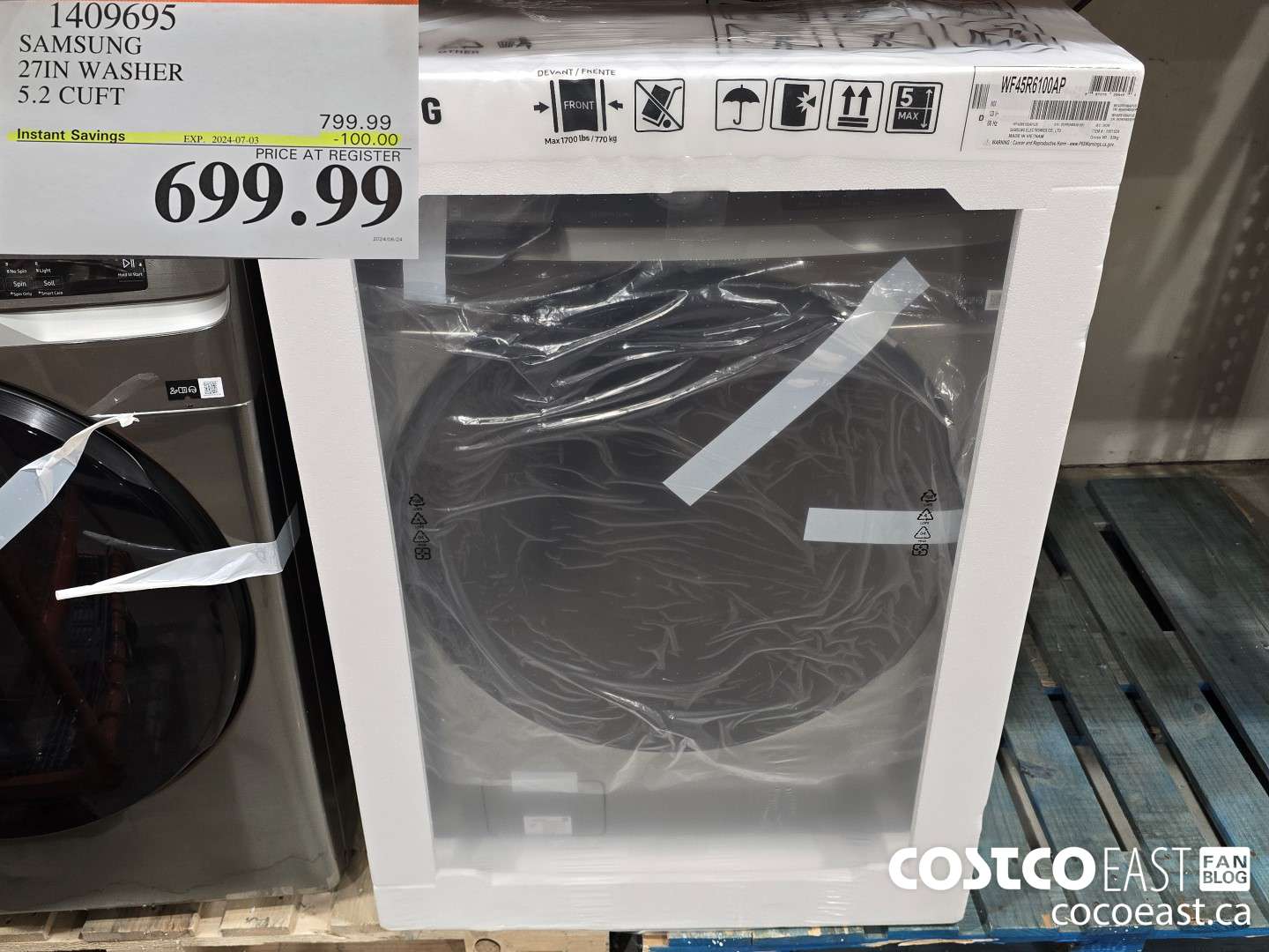 1409695 SAMSUNG 27IN WASHER 5.2 CUFT ($100.00 INSTANT SAVINGS EXPIRES ON 2024-07-03) $699.99