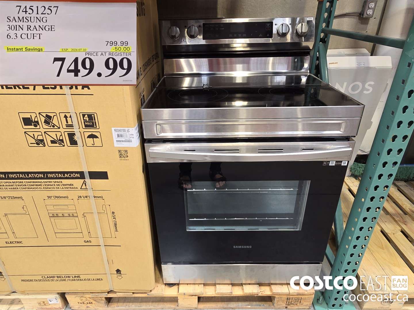 7451257 SAMSUNG 30IN RANGE 6.3 CU. FT. ($50.00 INSTANT SAVINGS EXPIRES ON 2024-07-10) $749.99