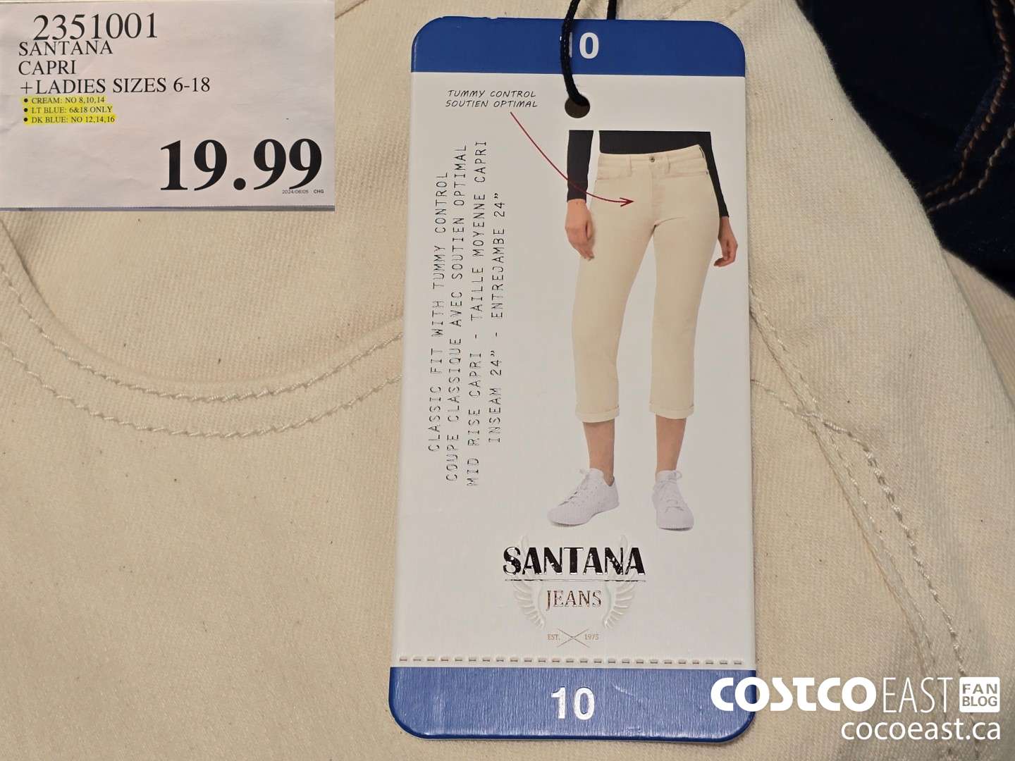 2351001 SANTANA CAPRI +LADIES SIZES 6-18 $19.99