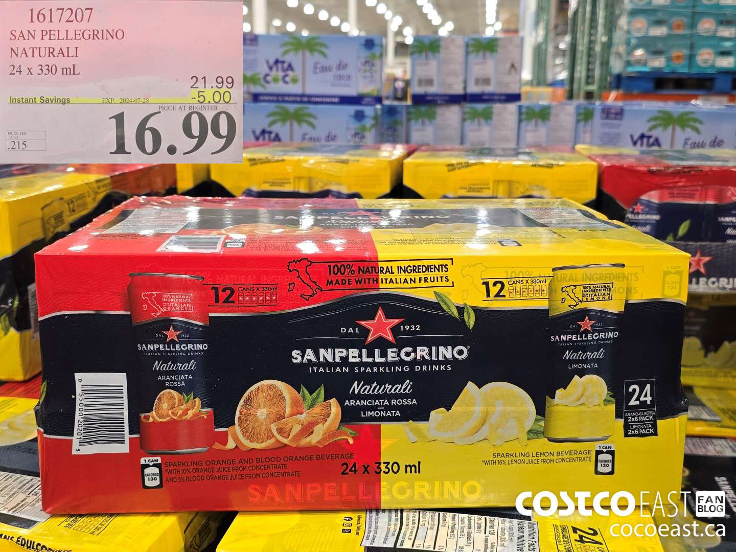 1617207 SAN PELLEGRINO NATURALI 24 x 330 mL ($5.00 INSTANT SAVINGS EXPIRES ON 2024-07-28) $16.99