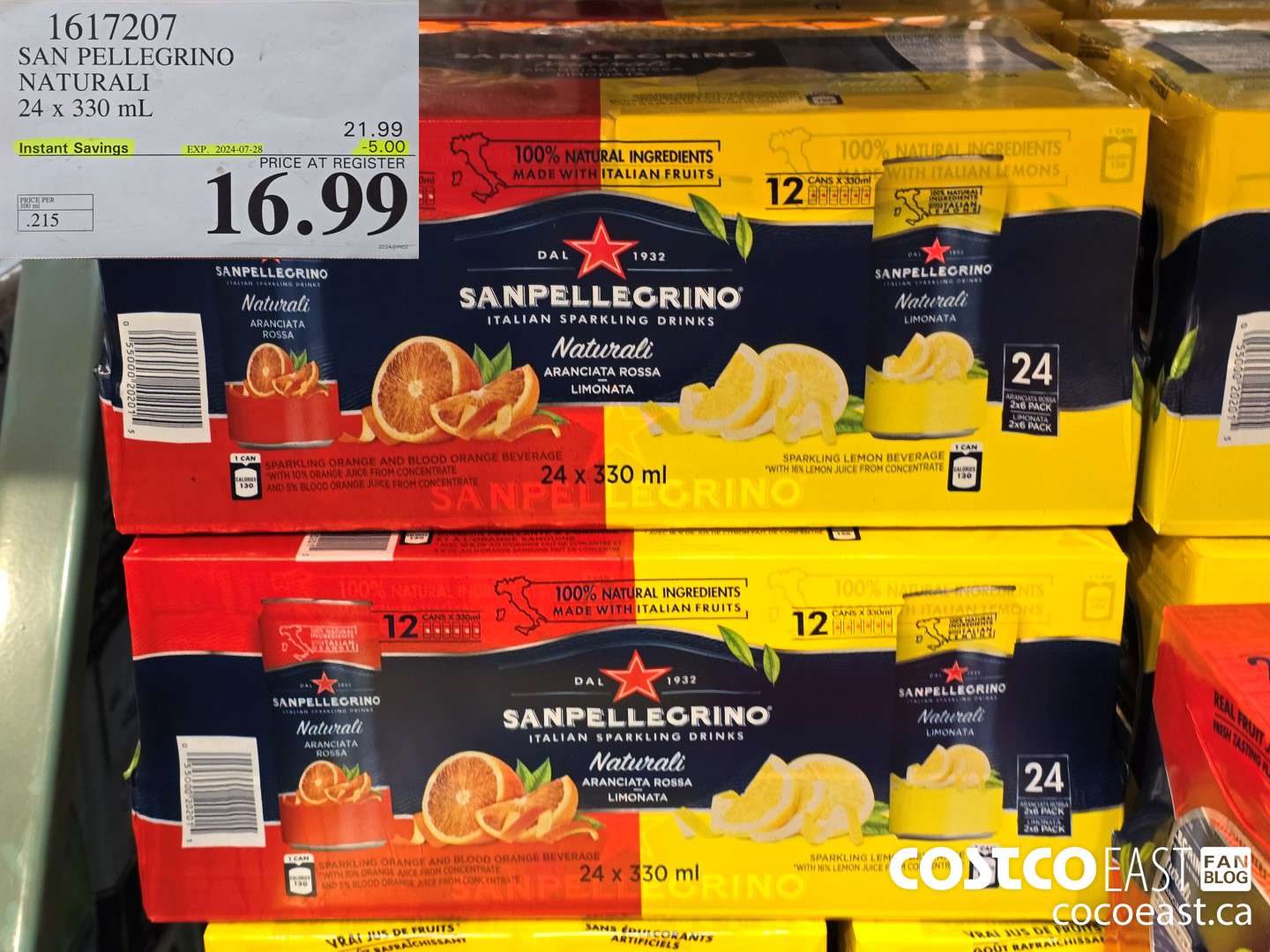 1617207 SAN PELLEGRINO NATURALI 24 x 330 mL ($5.00 INSTANT SAVINGS EXPIRES ON 2024-07-28) $16.99