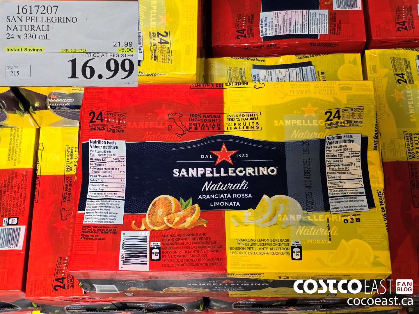 1617207 SAN PELLEGRINO NATURALI 24 x 330 mL ($5.00 INSTANT SAVINGS EXPIRES ON 2024-07-28) $16.99