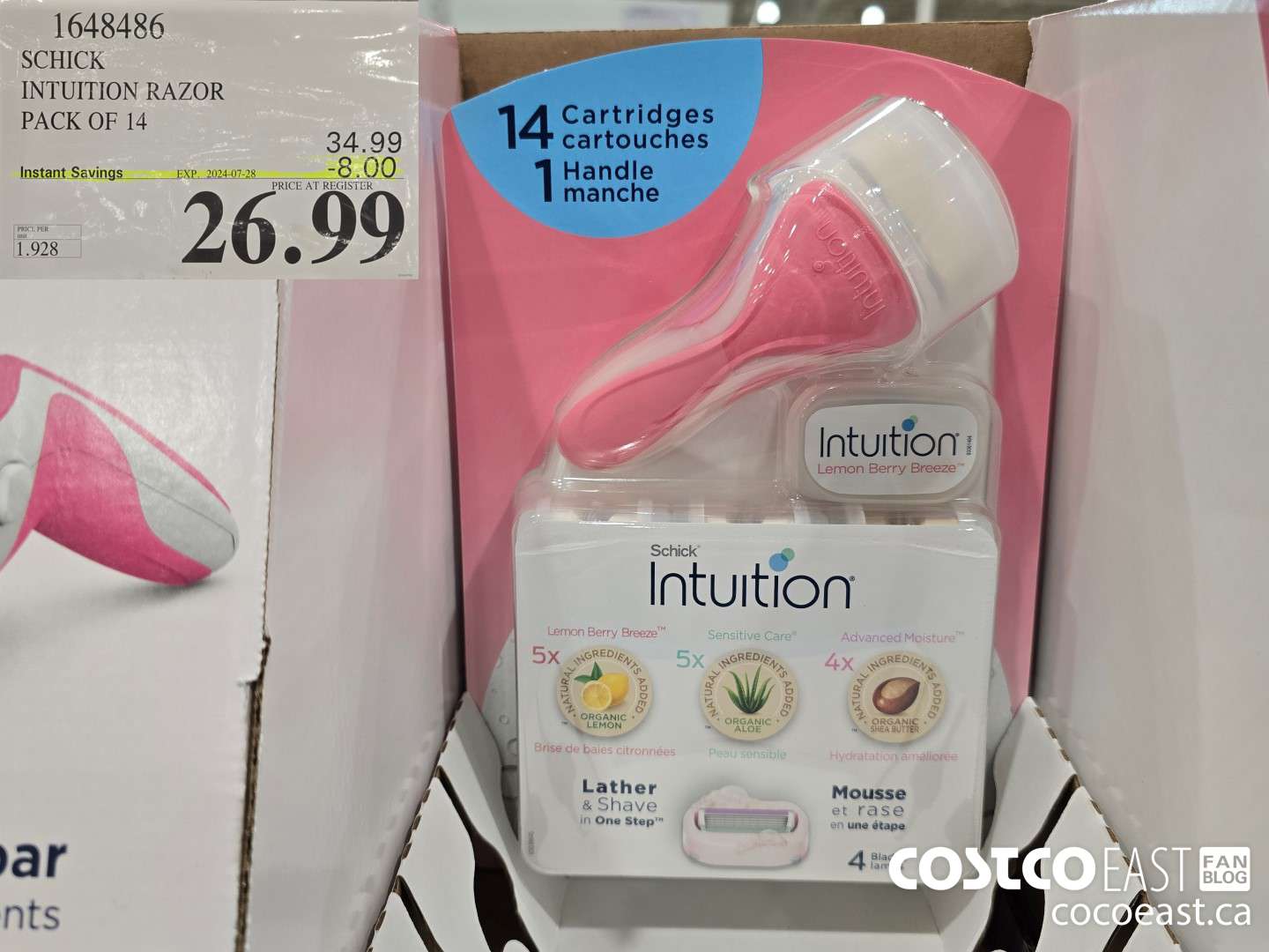 1648486 SCHICK INTUITION RAZOR PACK OF 14 ($8.00 INSTANT SAVINGS EXPIRES ON 2024-07-28) $26.99