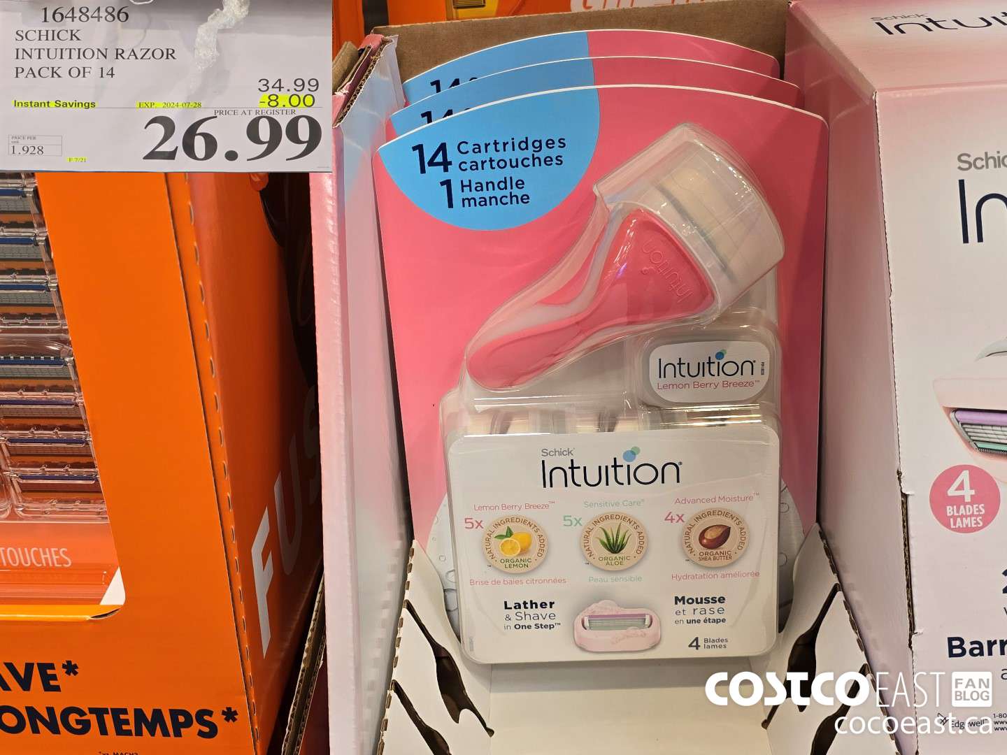 1648486 SCHICK INTUITION RAZOR PACK OF 14 ($8.00 INSTANT SAVINGS EXPIRES ON 2024-07-28) $26.99