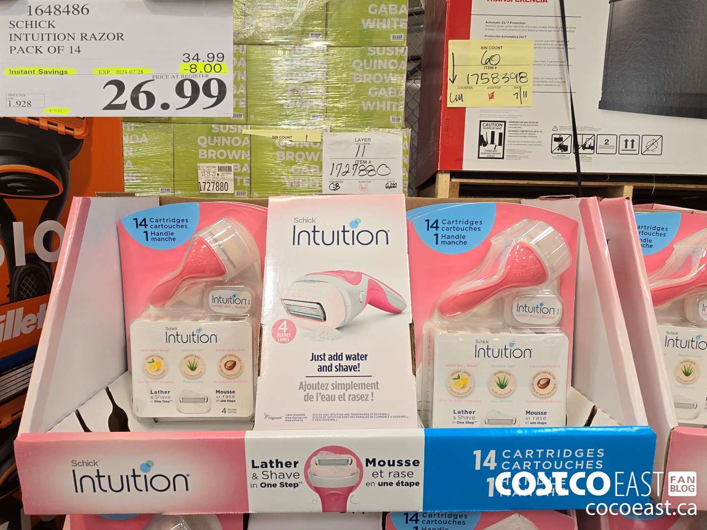 1648486 SCHICK INTUITION RAZOR PACK OF 14 ($8.00 INSTANT SAVINGS EXPIRES ON 2024-07-28) $26.99