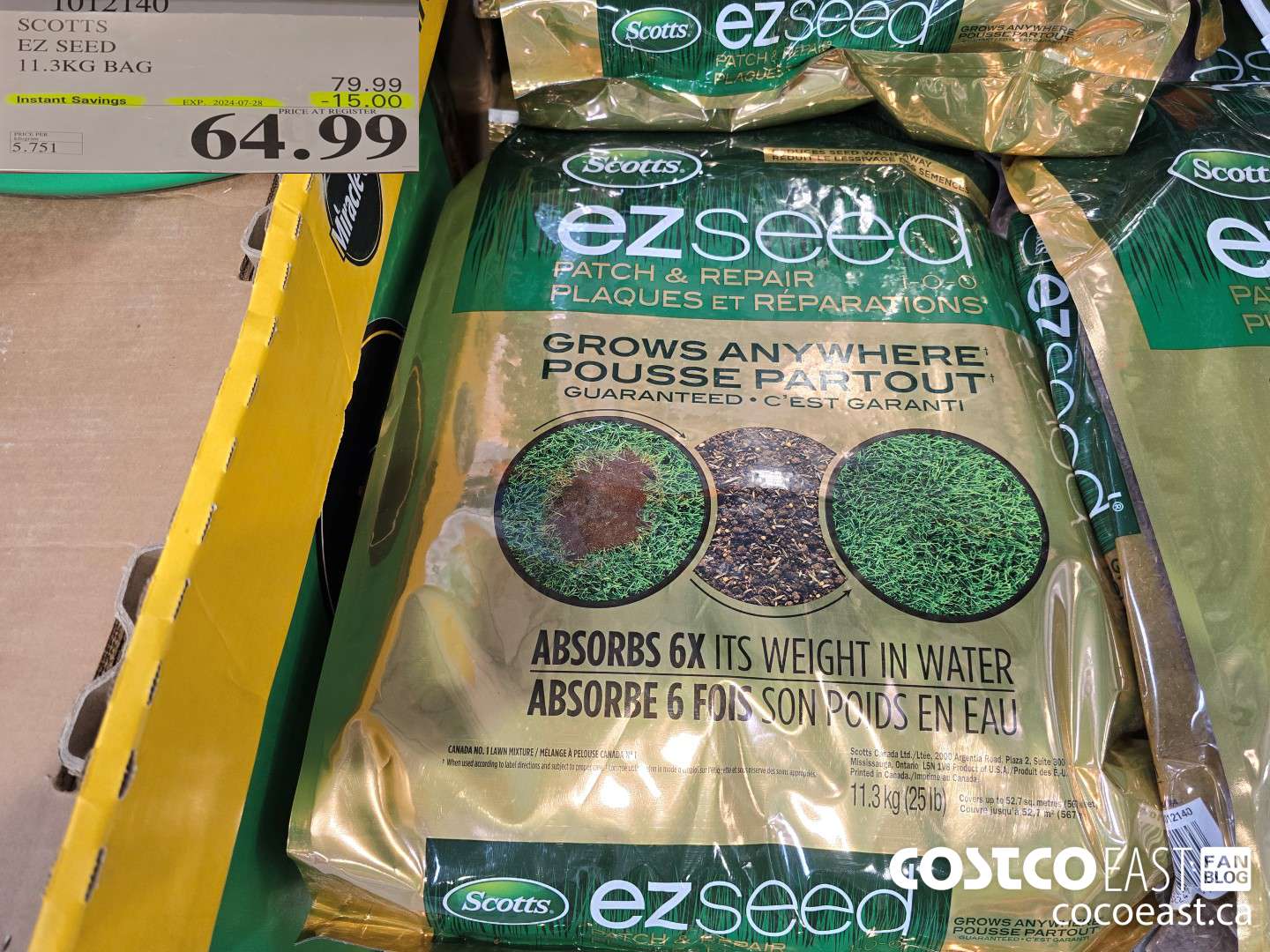 1012140 SCOTTS EZ SEED 11.3 KG BAG ($15.00 INSTANT SAVINGS EXPIRES ON 2024-07-28) $64.99