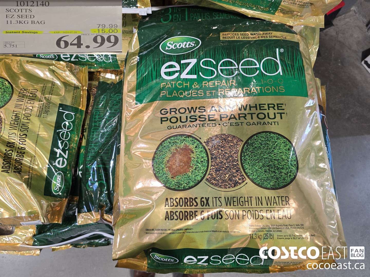 1012140 SCOTTS EZ SEED 11.3 KG BAG ($15.00 INSTANT SAVINGS EXPIRES ON 2024-07-28) $64.99