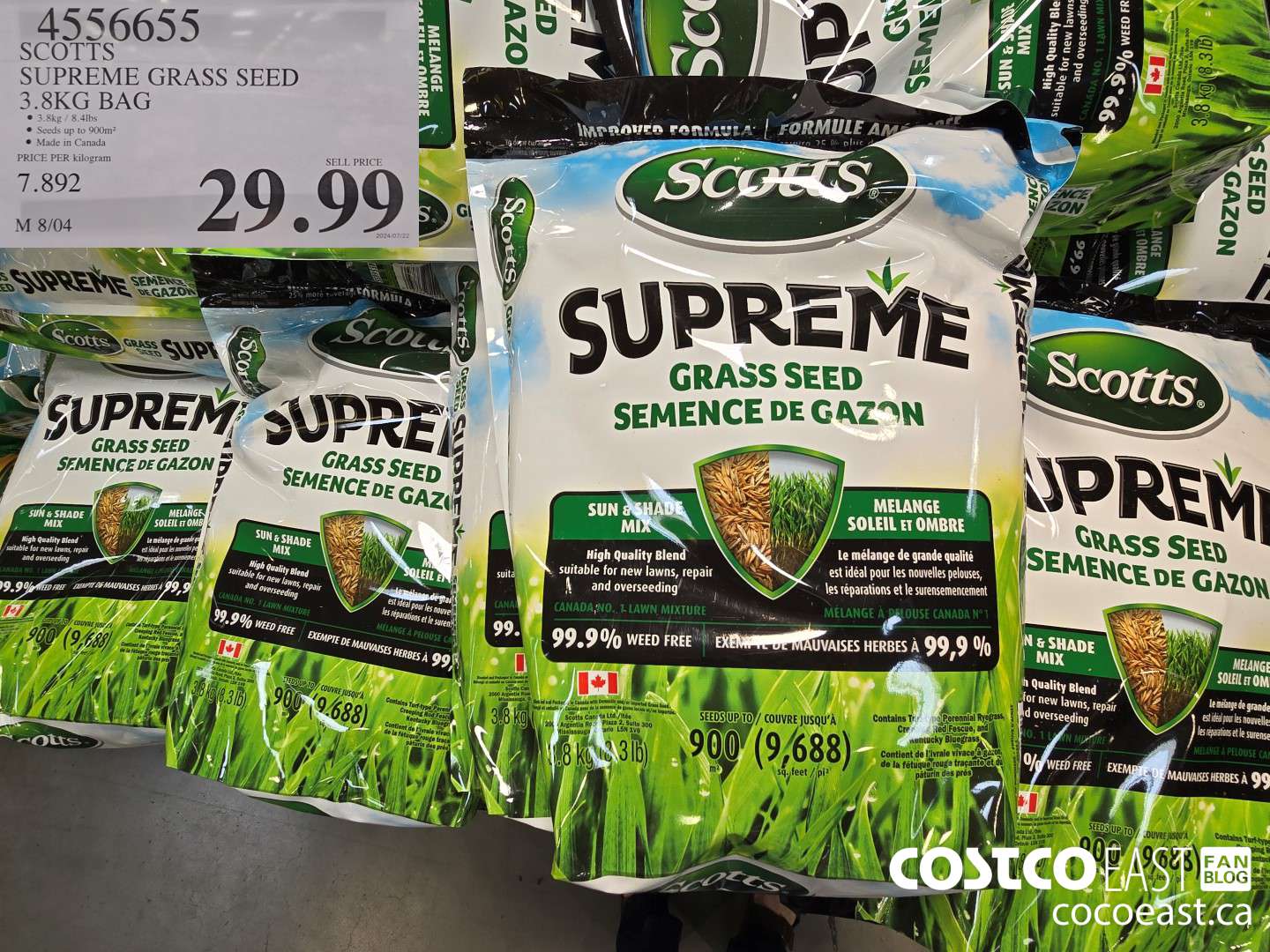 4556655 SCOTTS SUPREME GRASS SEED 3.8KG BAG $29.99