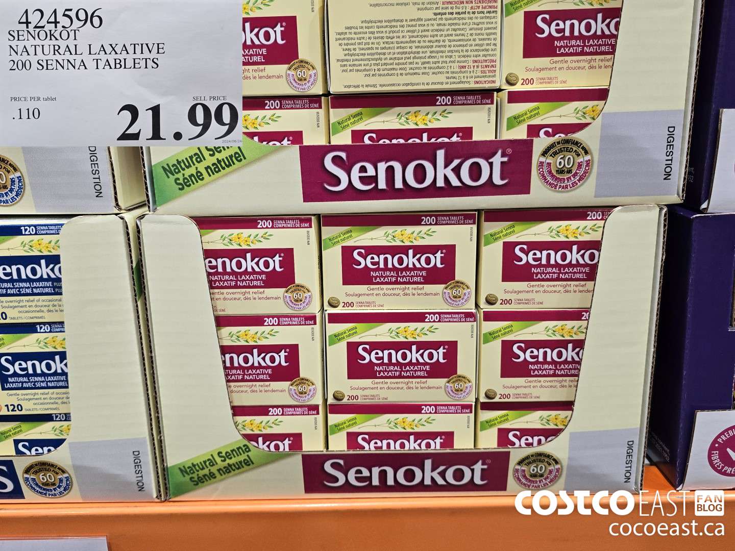 424596 SENOKOT NATURAL LAXATIVE 200 SENNA TABLETS $21.99