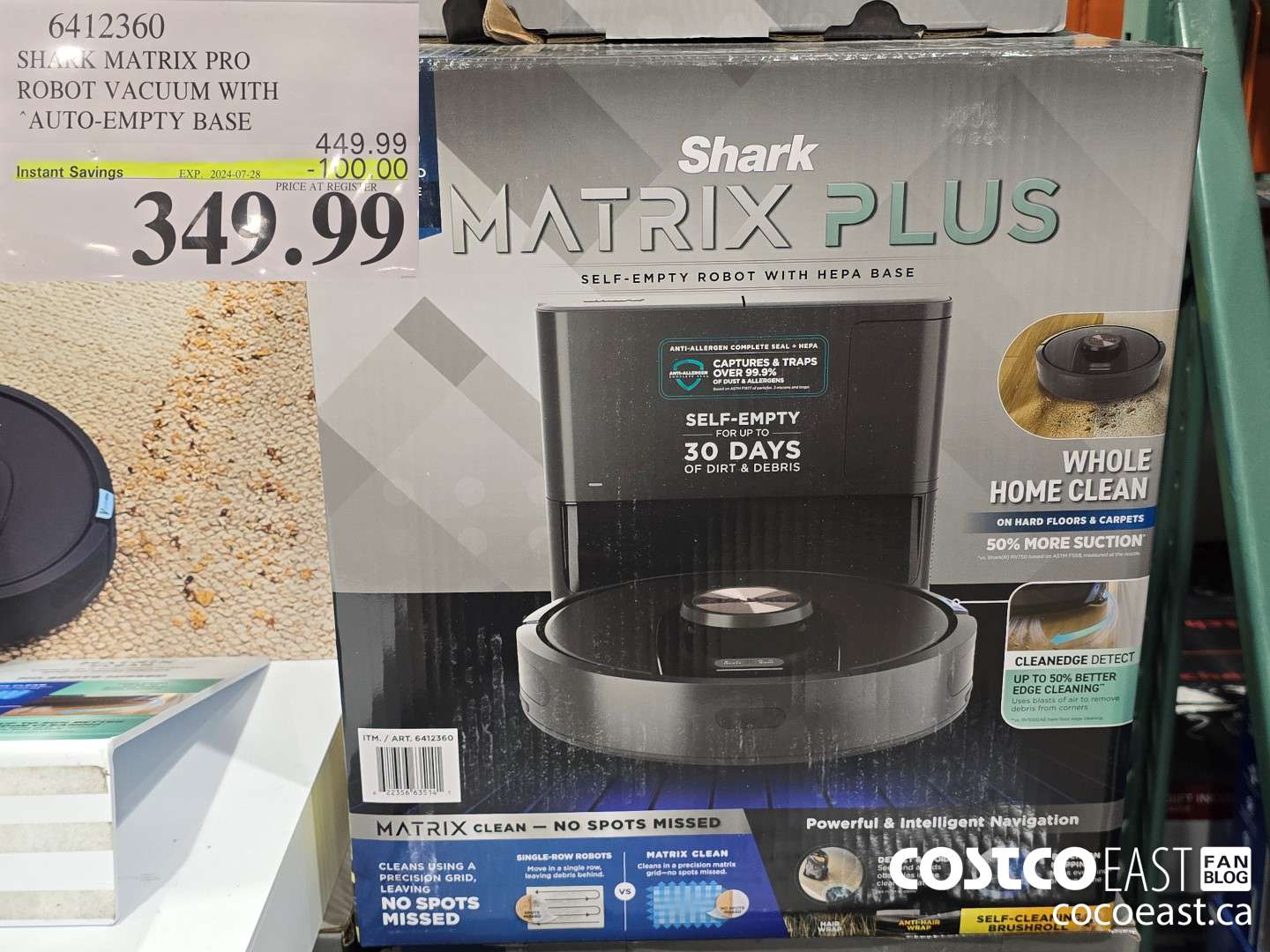 6412360 SHARK MATRIX PRO ROBOT VACUUM WITH AUTO-EMPTY BASE ($100.00 INSTANT SAVINGS EXPIRES ON 2024-07-28) $349.99