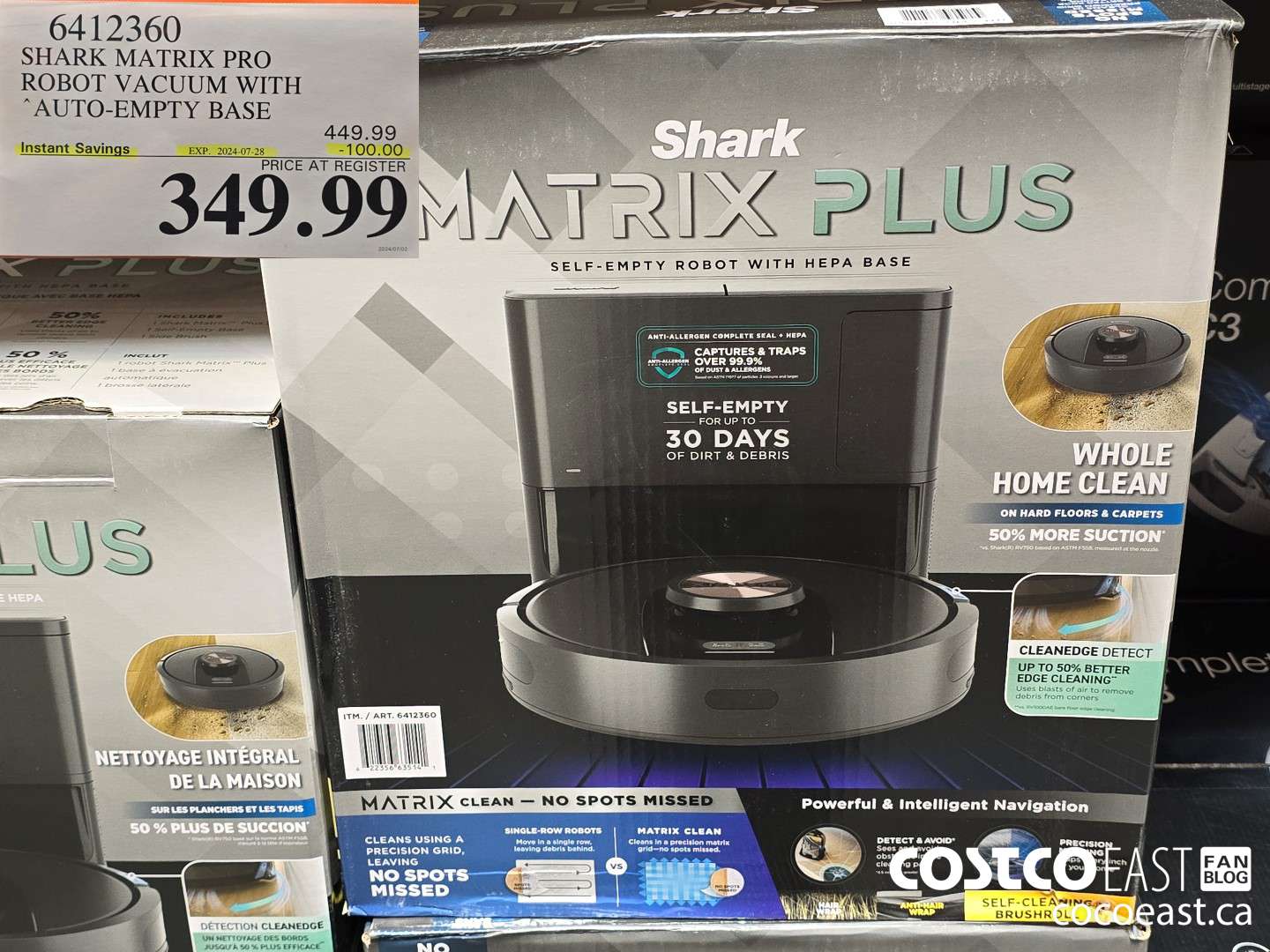 6412360 SHARK MATRIX PRO ROBOT VACUUM WITH AUTO-EMPTY BASE ($100.00 INSTANT SAVINGS EXPIRES ON 2024-07-28) $349.99