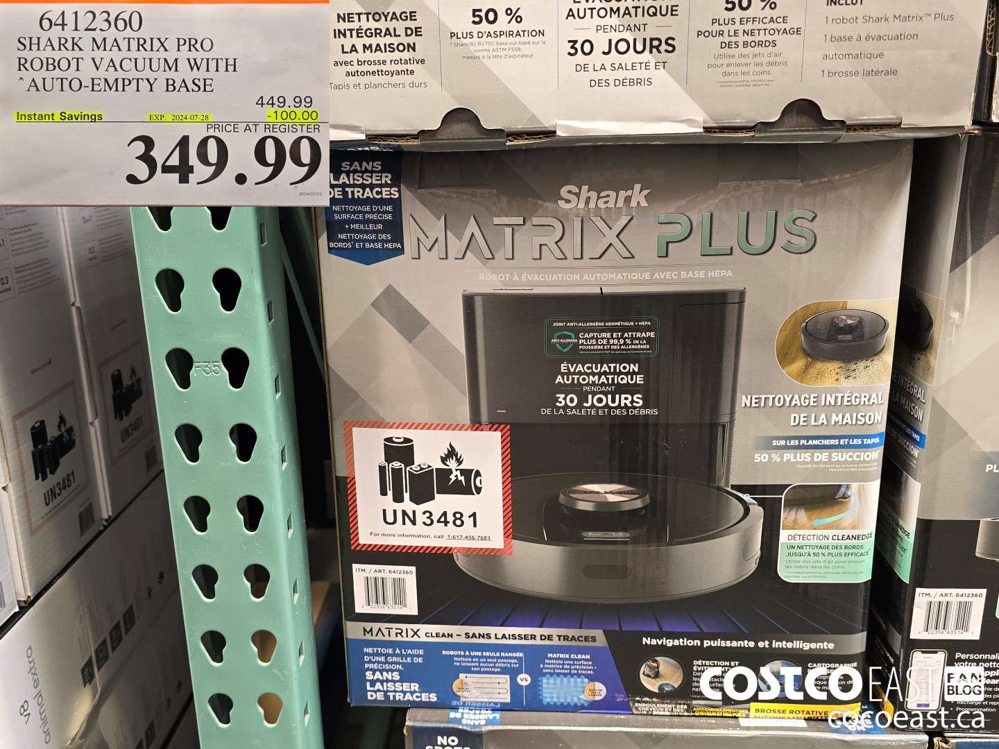 6412360 SHARK MATRIX PRO ROBOT VACUUM WITH AUTO-EMPTY BASE ($100.00 INSTANT SAVINGS EXPIRES ON 2024-07-28) $349.99