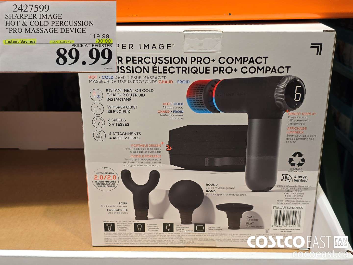 2427599 SHARPER IMAGE HOT & COLD PERCUSSION “PRO MASSAGE, DEVICE ($30.00 INSTANT SAVINGS EXPIRES ON 2024-07-21) $89.99