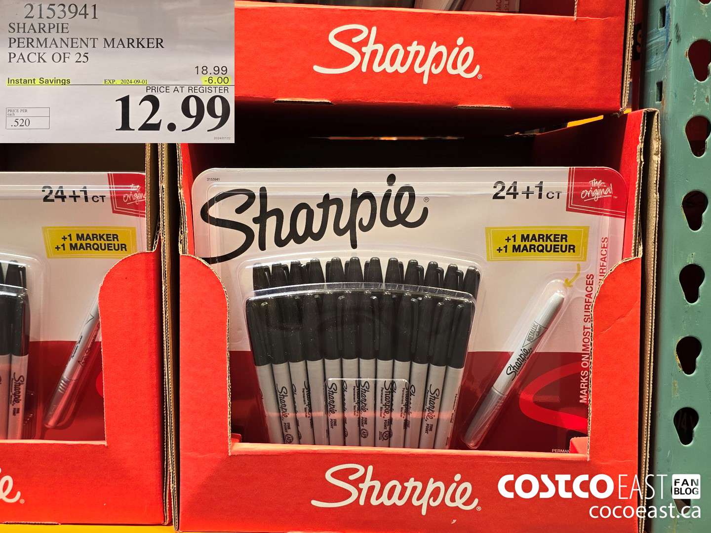 2153941 SHARPIE PERMANENT MARKER PACK OF 25 ($6.00 INSTANT SAVINGS EXPIRES ON 2024-09-01) $12.99