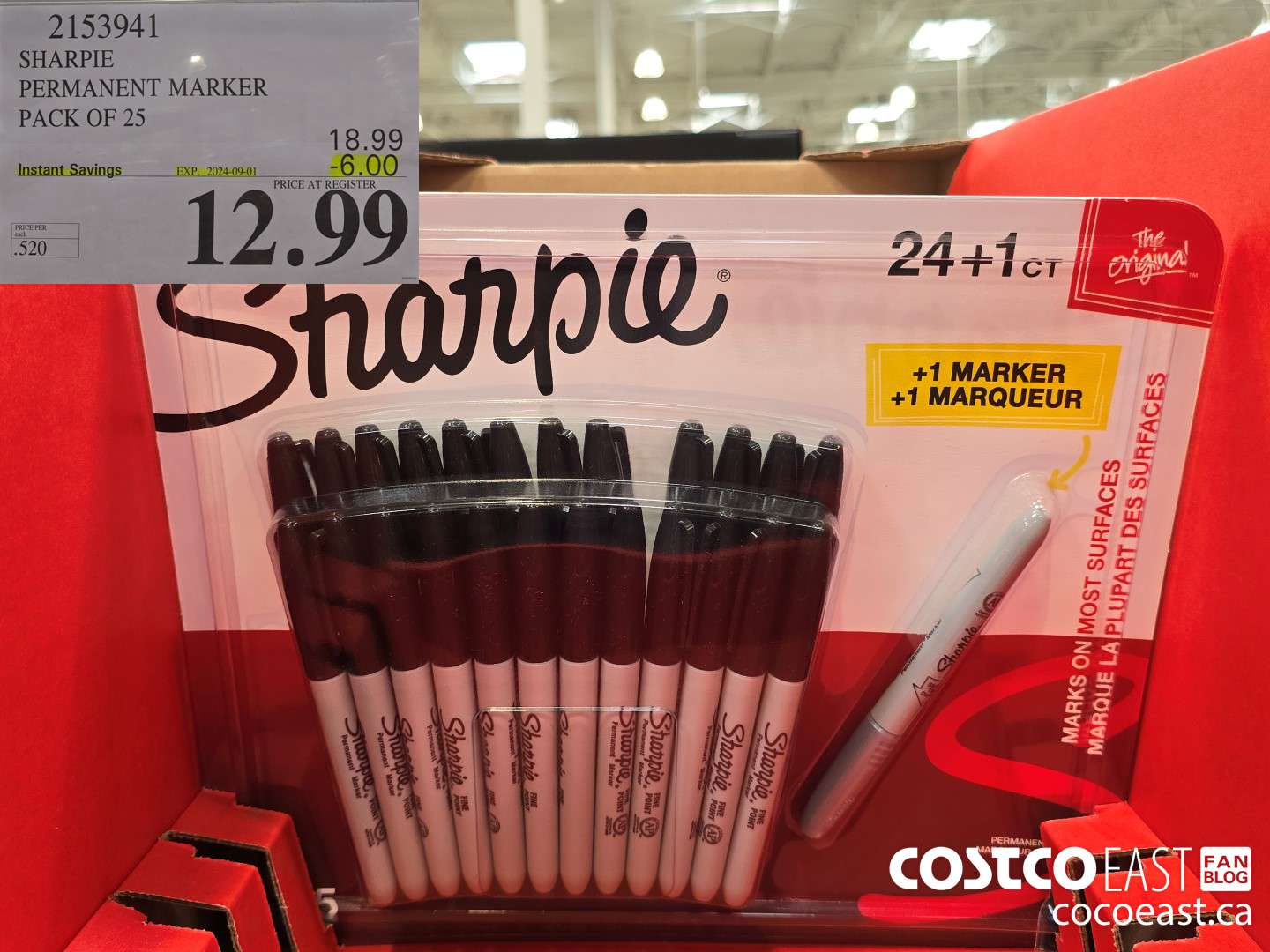 2153941 SHARPIE PERMANENT MARKER PACK OF 25 ($6.00 INSTANT SAVINGS EXPIRES ON 2024-09-01) $12.99