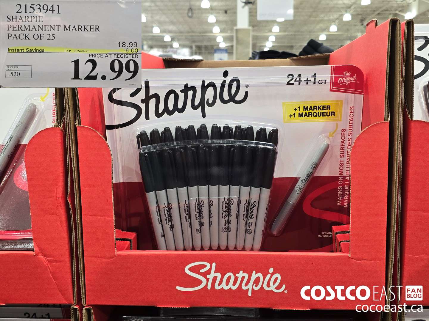 2153941 SHARPIE PERMANENT MARKER PACK OF 25 ($6.00 INSTANT SAVINGS EXPIRES ON 2024-09-01) $12.99