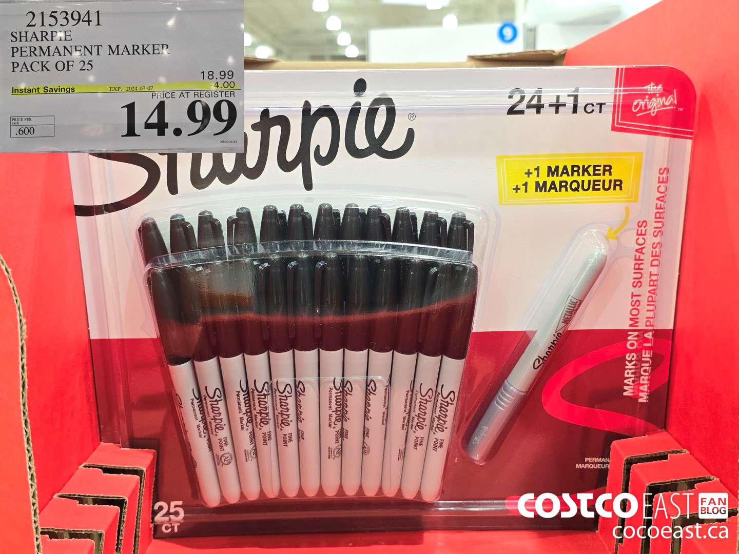 2153941 SHARPIE PERMINENT MARKER PACK OF 25 ($4.00 INSTANT SAVINGS EXPIRES ON 2024-07-07) $14.99