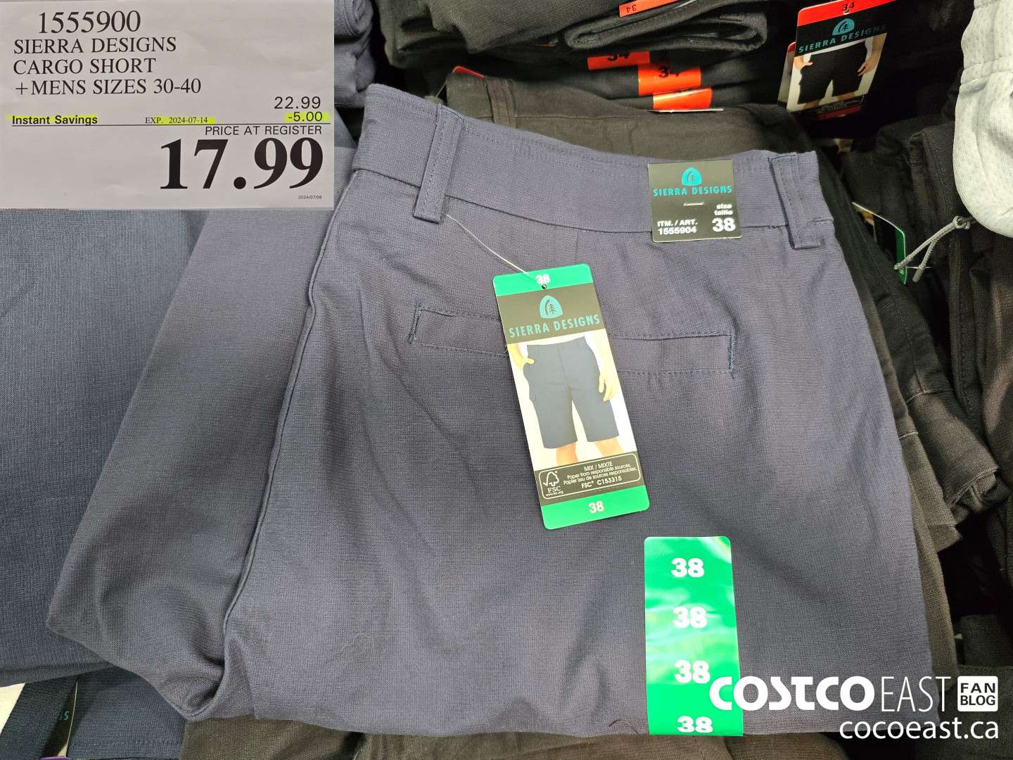 1555900 SIERRA DESIGN CARGO SHORT + MENS SIZES 30-40 ($5.00 INSTANT SAVINGS EXPIRES ON 2024-07-14) $17.99