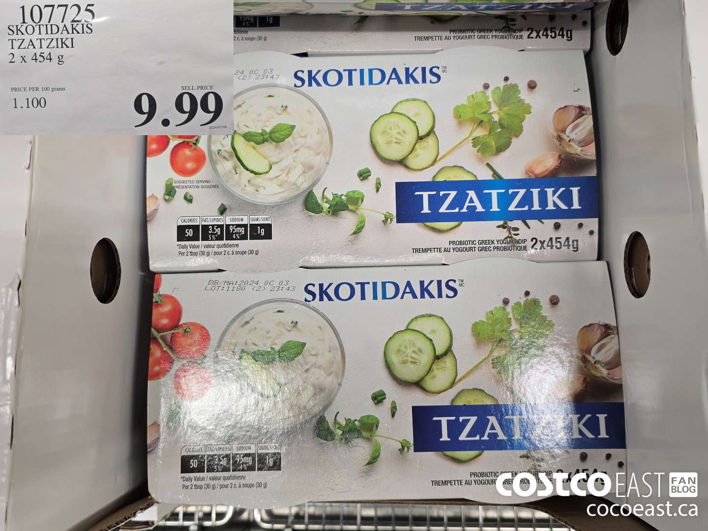 107725 SKOTIDAKIS TZATZIKI 2 X 454 G $9.99