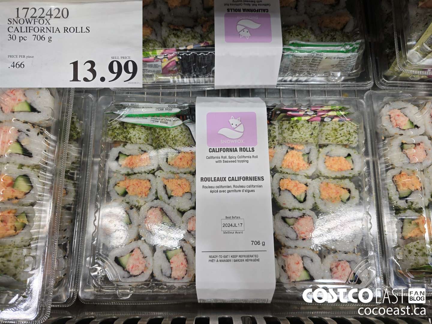 1722420 SNOWFOX CALIFORNIA ROLLS 30 PC 706 G $13.99