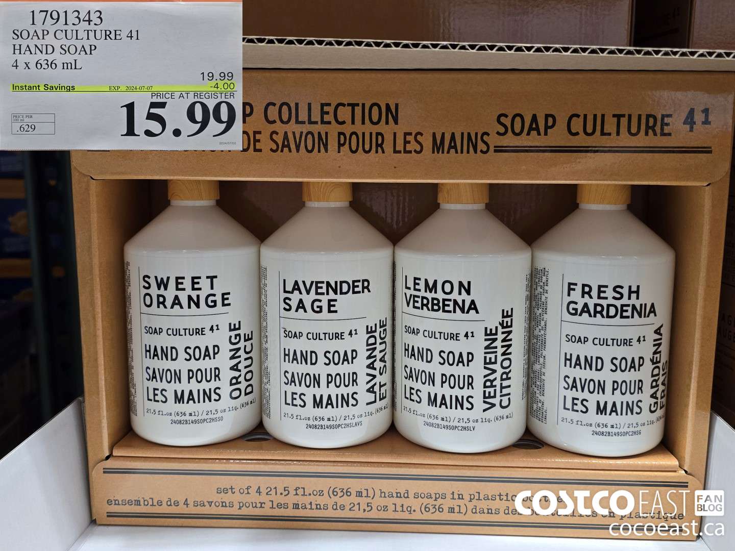 1791343 SOAP CULTURE 41 HAND SOAP 4 x 636 mL ($4.00 INSTANT SAVINGS EXPIRES ON 2024-07-07) $15.99