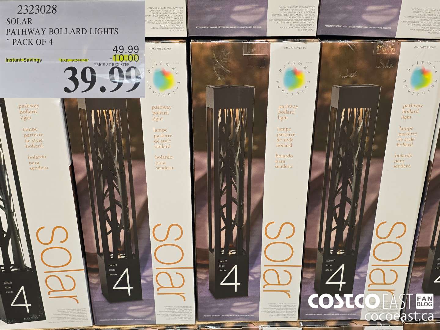 2323028 SOLAR PATHWAY BOLLARD LIGHTS PACK OF 4 ($10.00 INSTANT SAVINGS EXPIRES ON 2024-07-07) $39.99