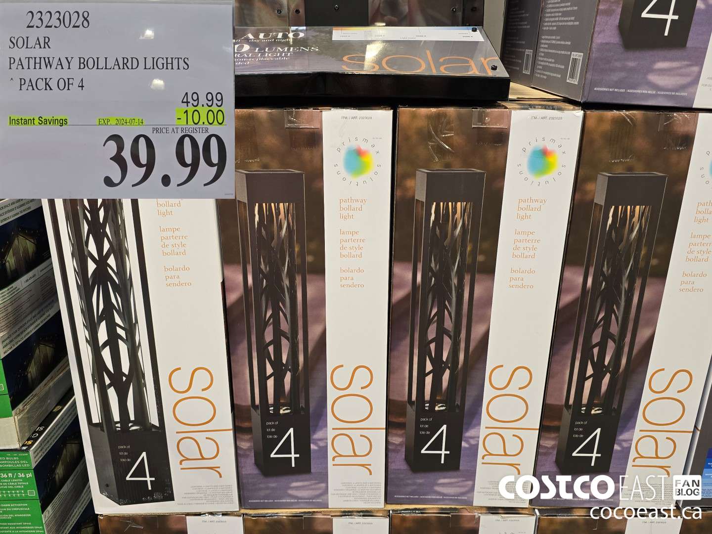 2323028 SOLAR PATHWAY BOLLARD LIGHTS PACK OF 4 ($10.00 INSTANT SAVINGS EXPIRES ON 2024-07-14) $39.99