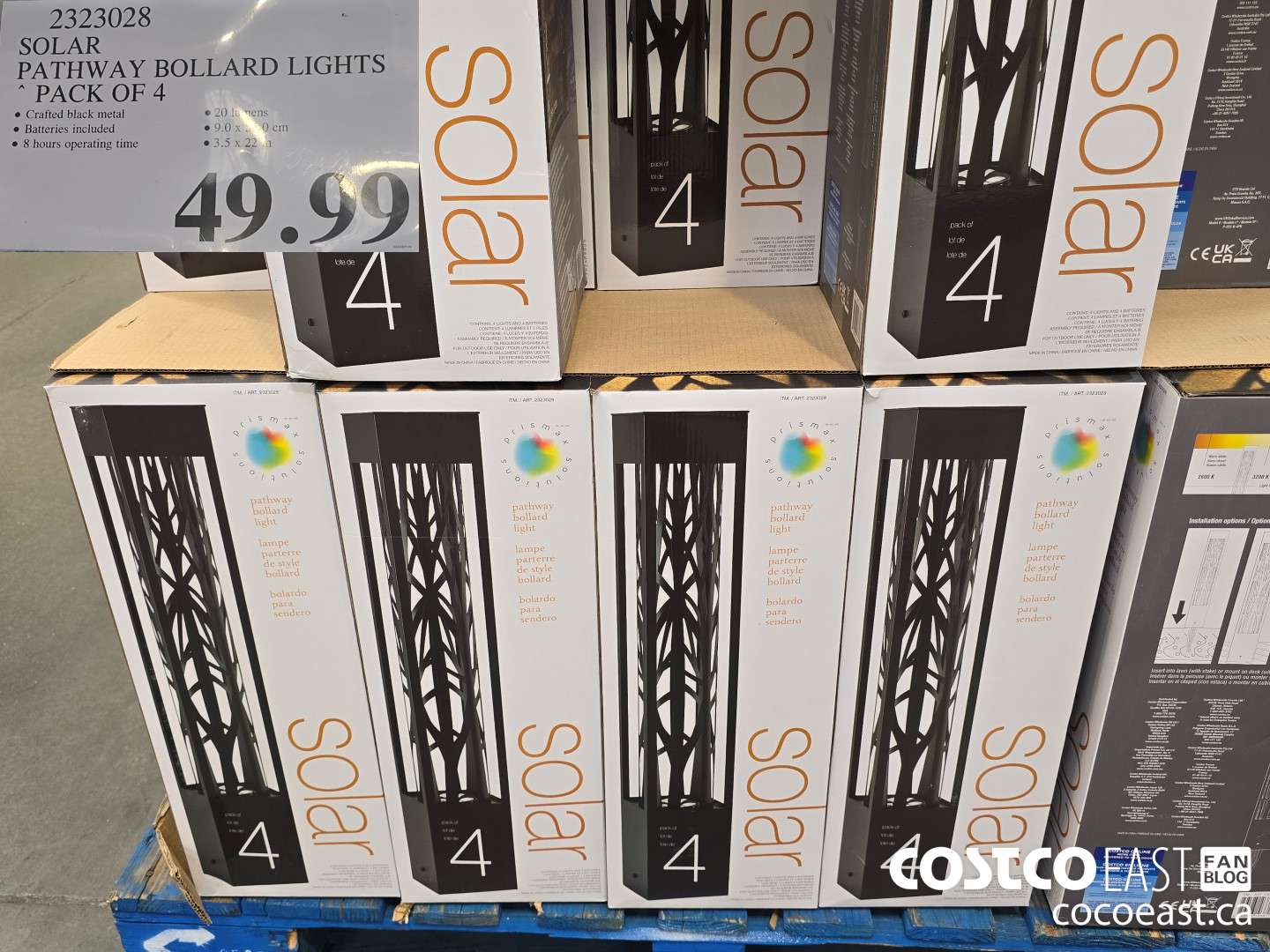 2323028 SOLAR PATHWAY BOLLARD LIGHTS PACK OF 4 $49.99