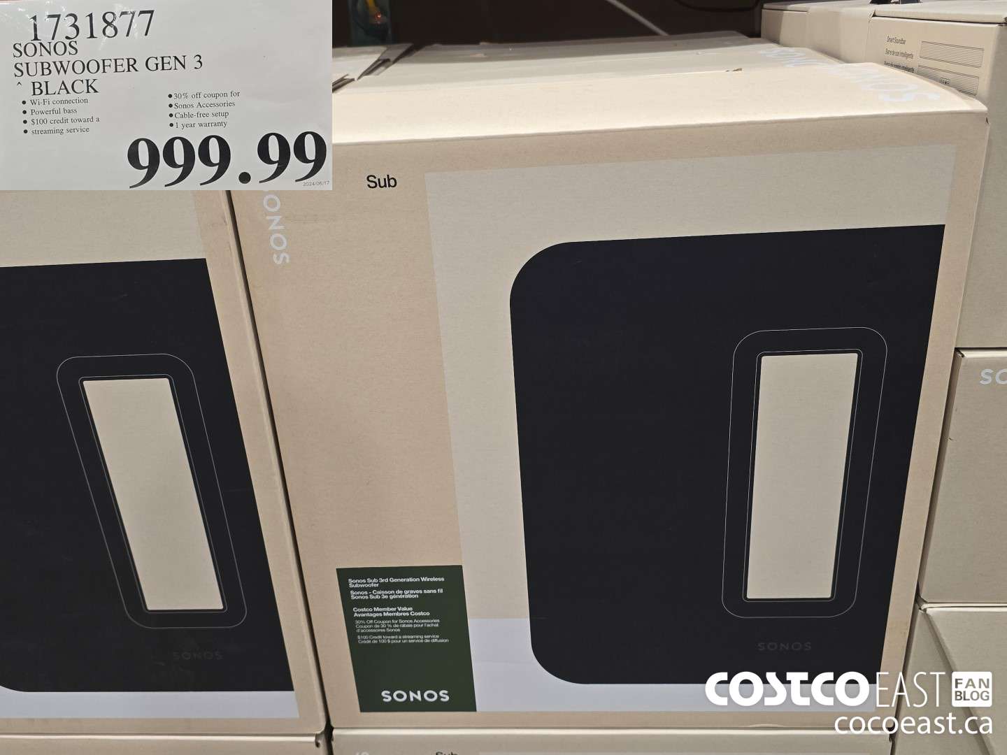 1731877 SONOS SUBWOOFER GEN 3 BLACK $999.99