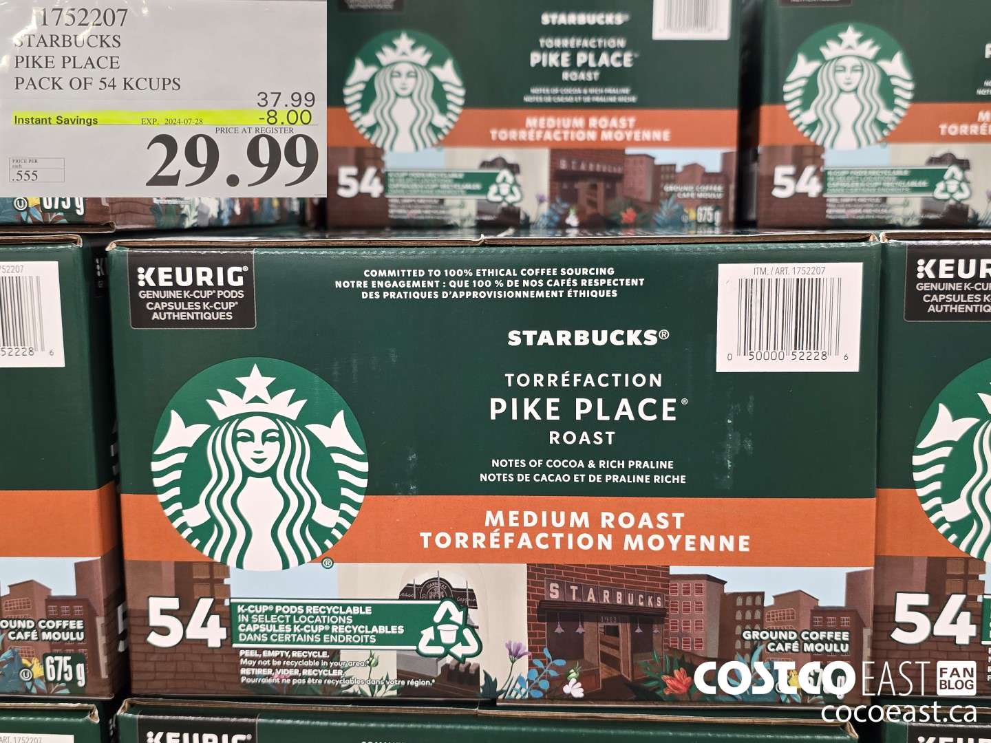 1752207 STARBUCKS PIKE PLACE PACK OF 54 KCUPS ($8.00 INSTANT SAVINGS EXPIRES ON 2024-07-28) $29.99
