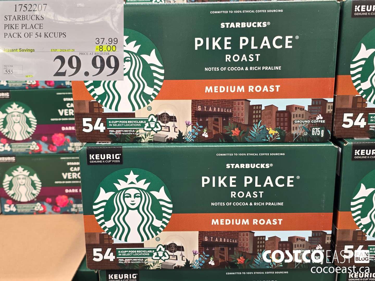 1752207 STARBUCKS PIKE PLACE PACK OF 54 KCUPS ($8.00 INSTANT SAVINGS EXPIRES ON 2024-07-28) $29.99