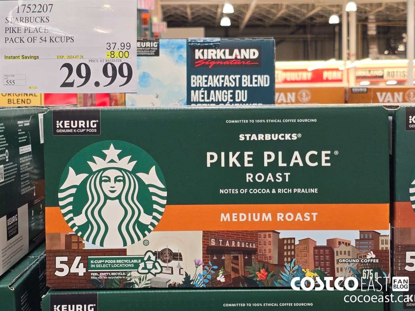 1752207 STARBUCKS PIKE PLACE PACK OF 54 KCUPS ($8.00 INSTANT SAVINGS EXPIRES ON 2024-07-28) $29.99