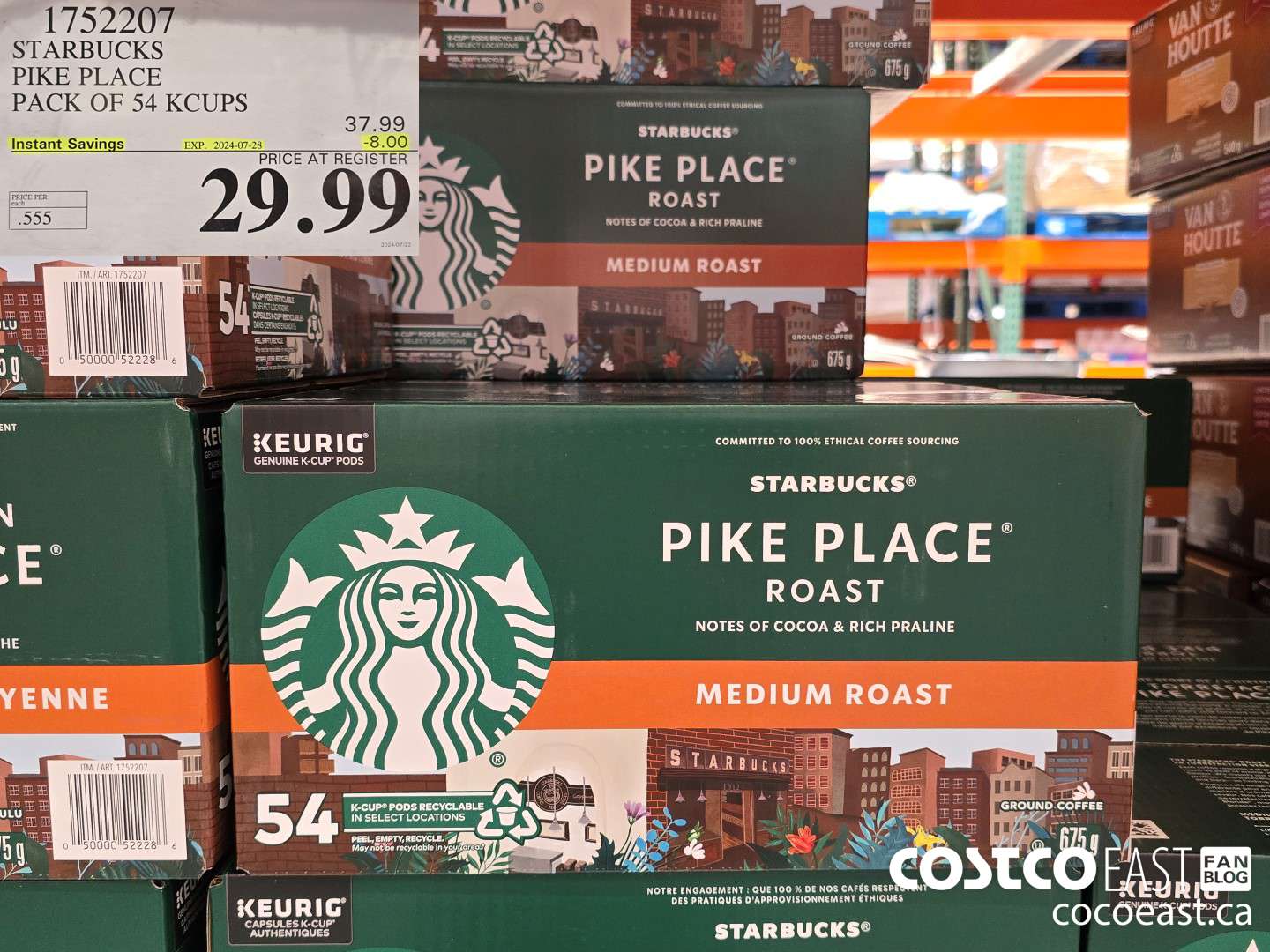 1752207 STARBUCKS PIKE PLACE PACK OF 54 KCUPS ($8.00 INSTANT SAVINGS EXPIRES ON 2024-07-28) $29.99
