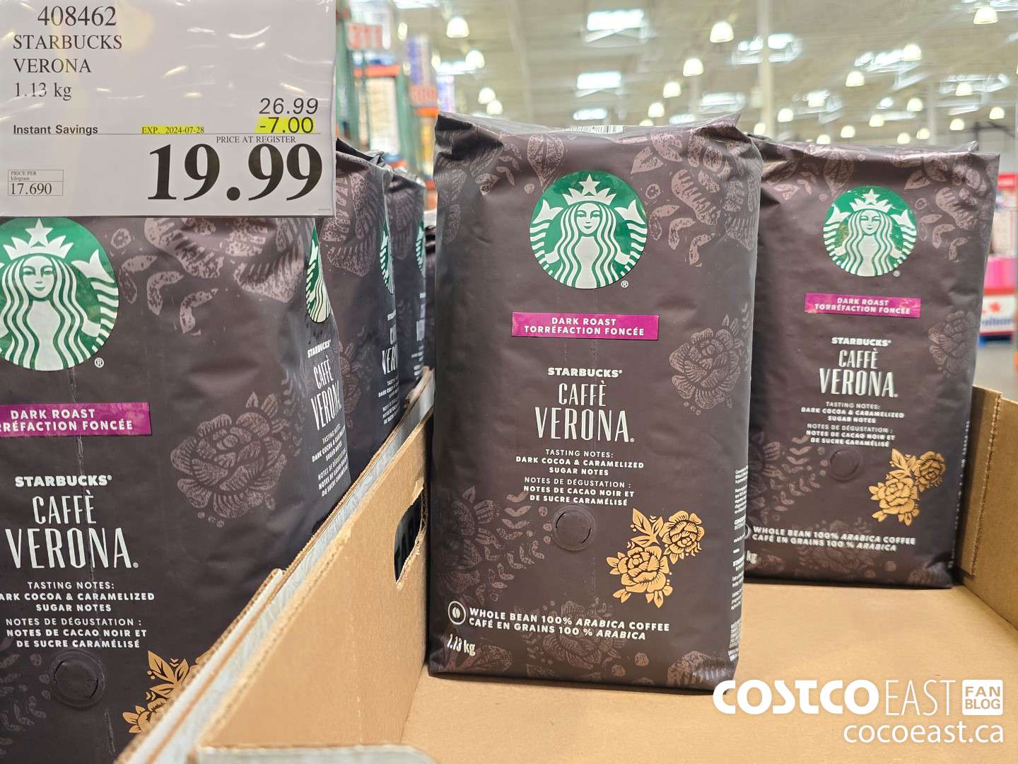 408462 STARBUCKS VERONA 1.13 kg ($7.00 INSTANT SAVINGS EXPIRES ON 2024-07-28) $19.99