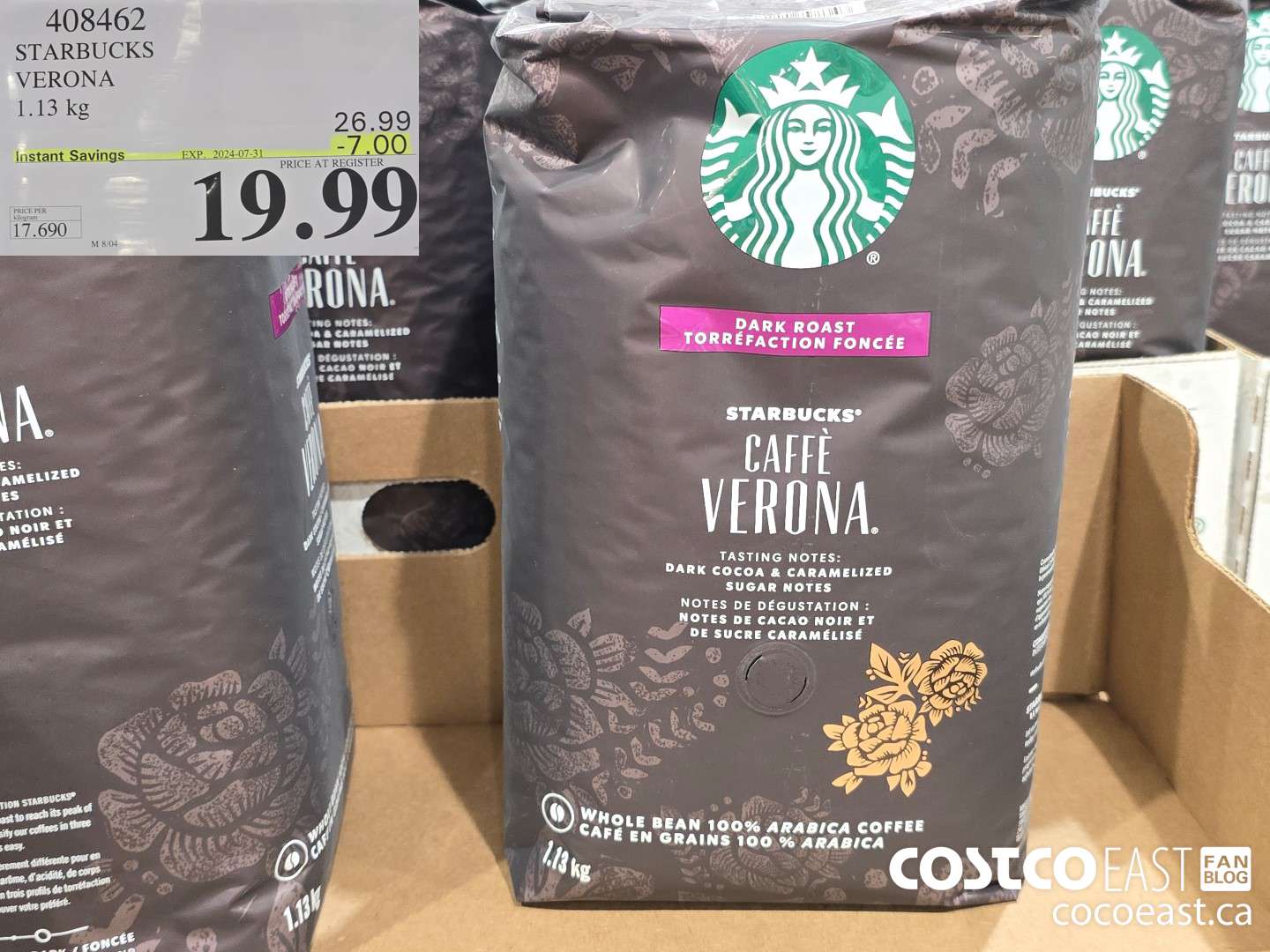 408462 STARBUCKS VERONA 1.13 kg ($7.00 INSTANT SAVINGS EXPIRES ON 2024-07-31) $19.99