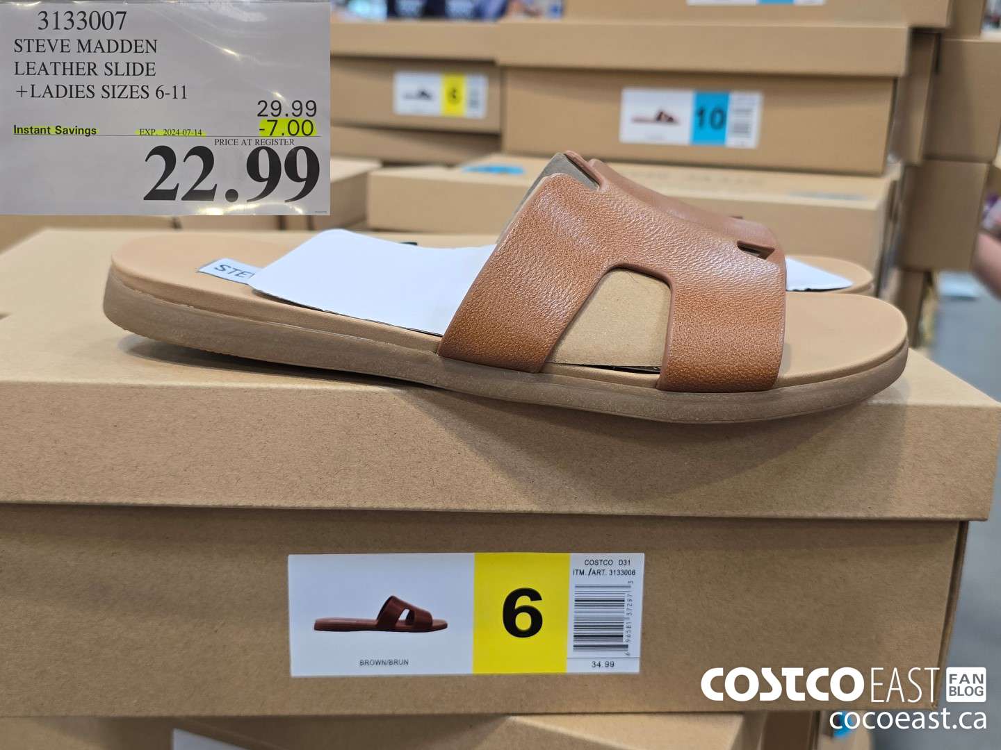 3133007 STEVE MADDEN LEATHER SLIDE +LADIES SIZES 6-11 ($7.00 INSTANT SAVINGS EXPIRES ON 2024-07-14) $22.99