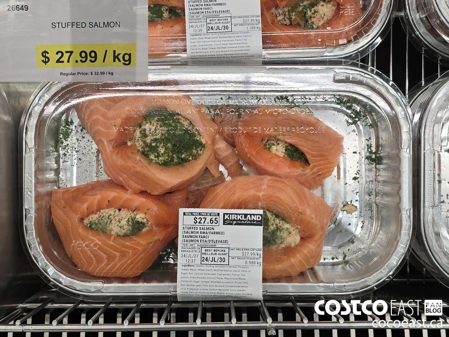 26649 STUFFED SALMON DISCOUNT PER KG ($5.00 INSTANT SAVINGS)