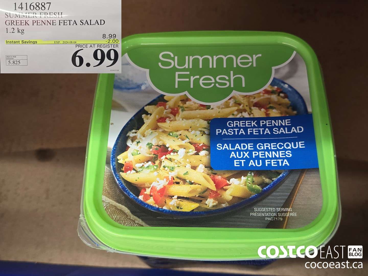 1416887 SUMMER FRESH GREEK PENNE FETA SALAD 1.2 KG ($2.00 INSTANT SAVINGS EXPIRES ON 2024-08-04) $6.99