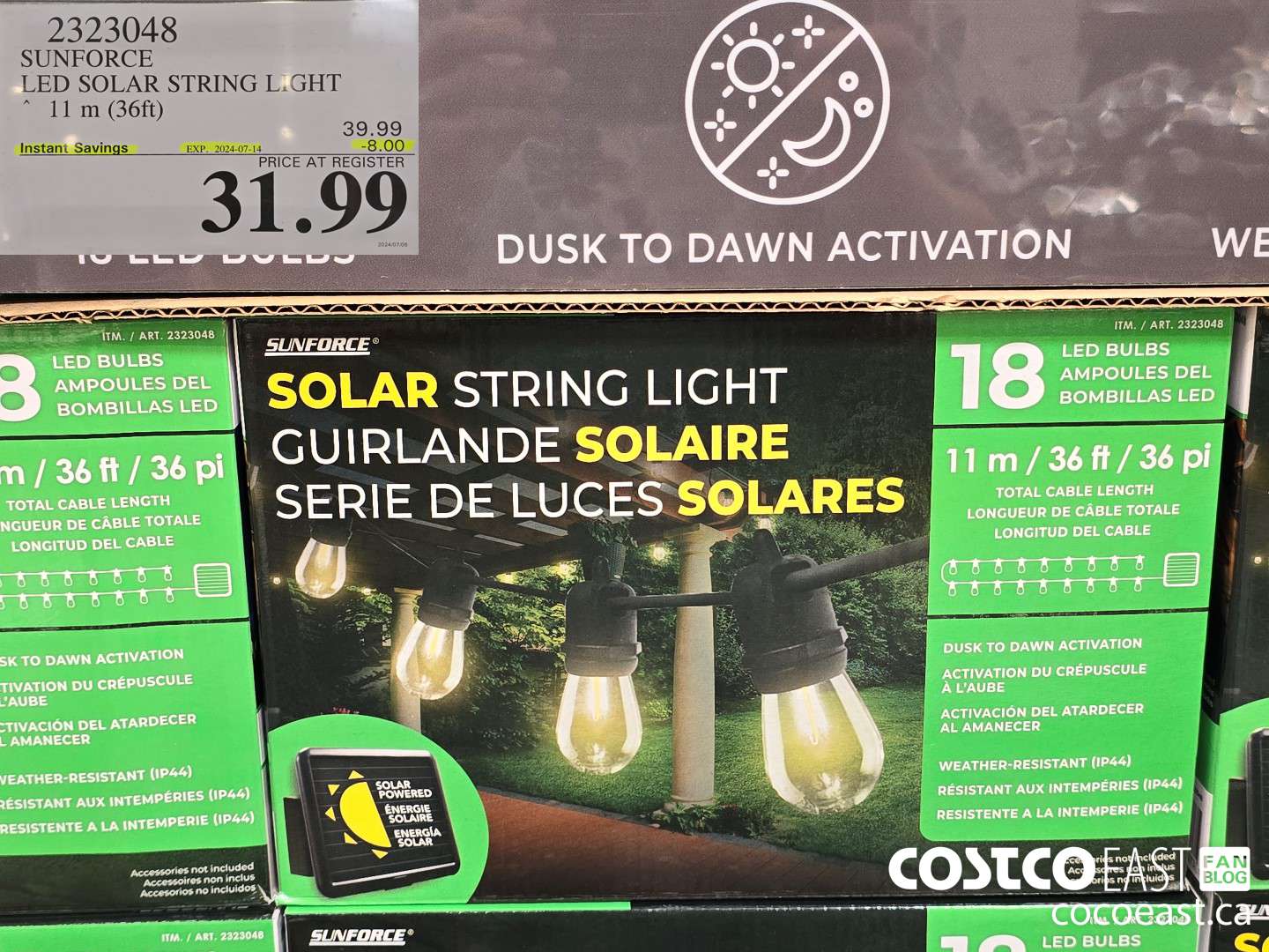 2323048 SUNFORCE LED SOLAR STRING LIGHT 11 M (36 FT) ($8.00 INSTANT SAVINGS EXPIRES ON 2024-07-14) $31.99