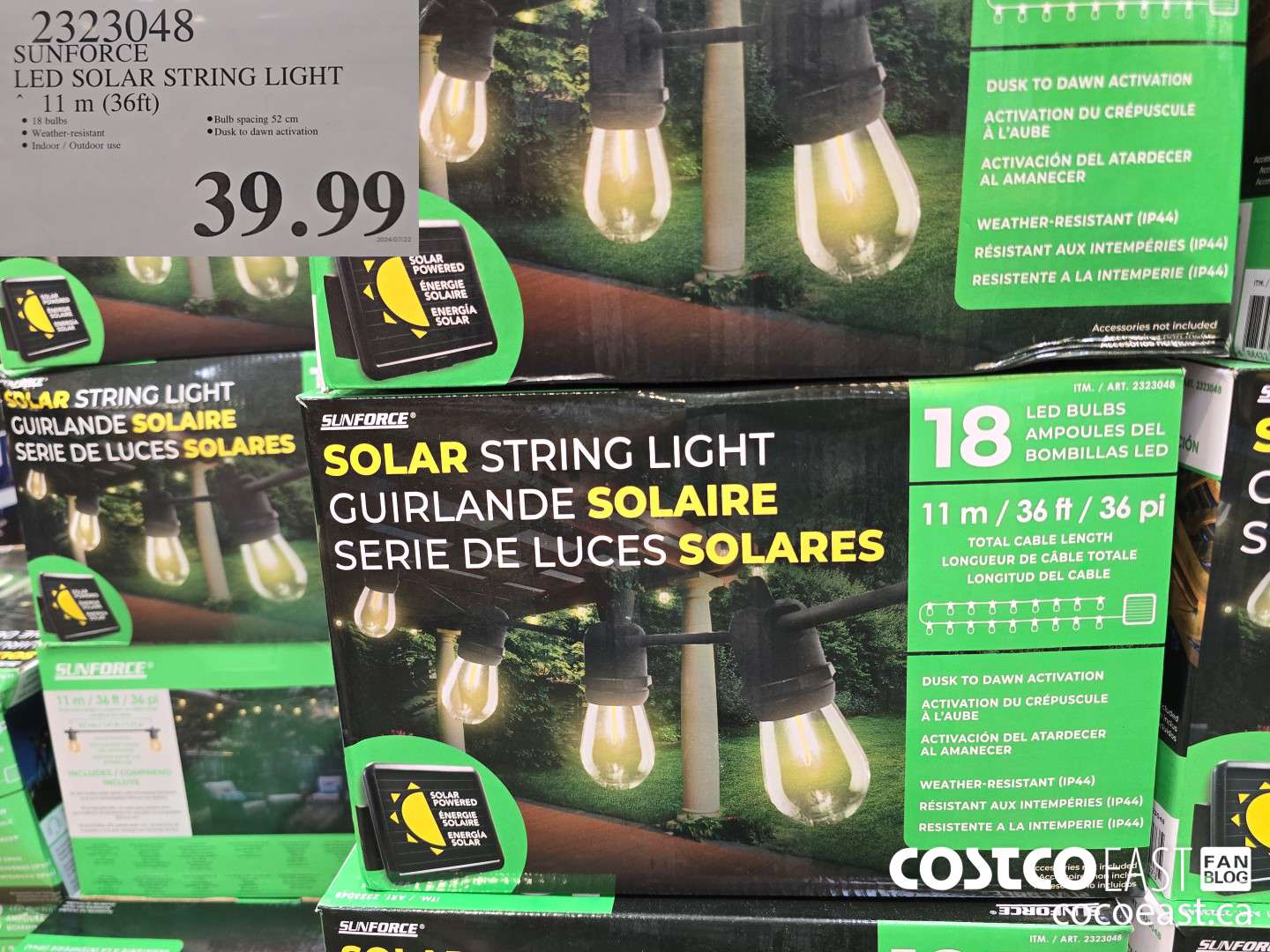 2323048 SUNFORCE LED SOLAR STRING LIGHT 11 M (36 FT) $39.99