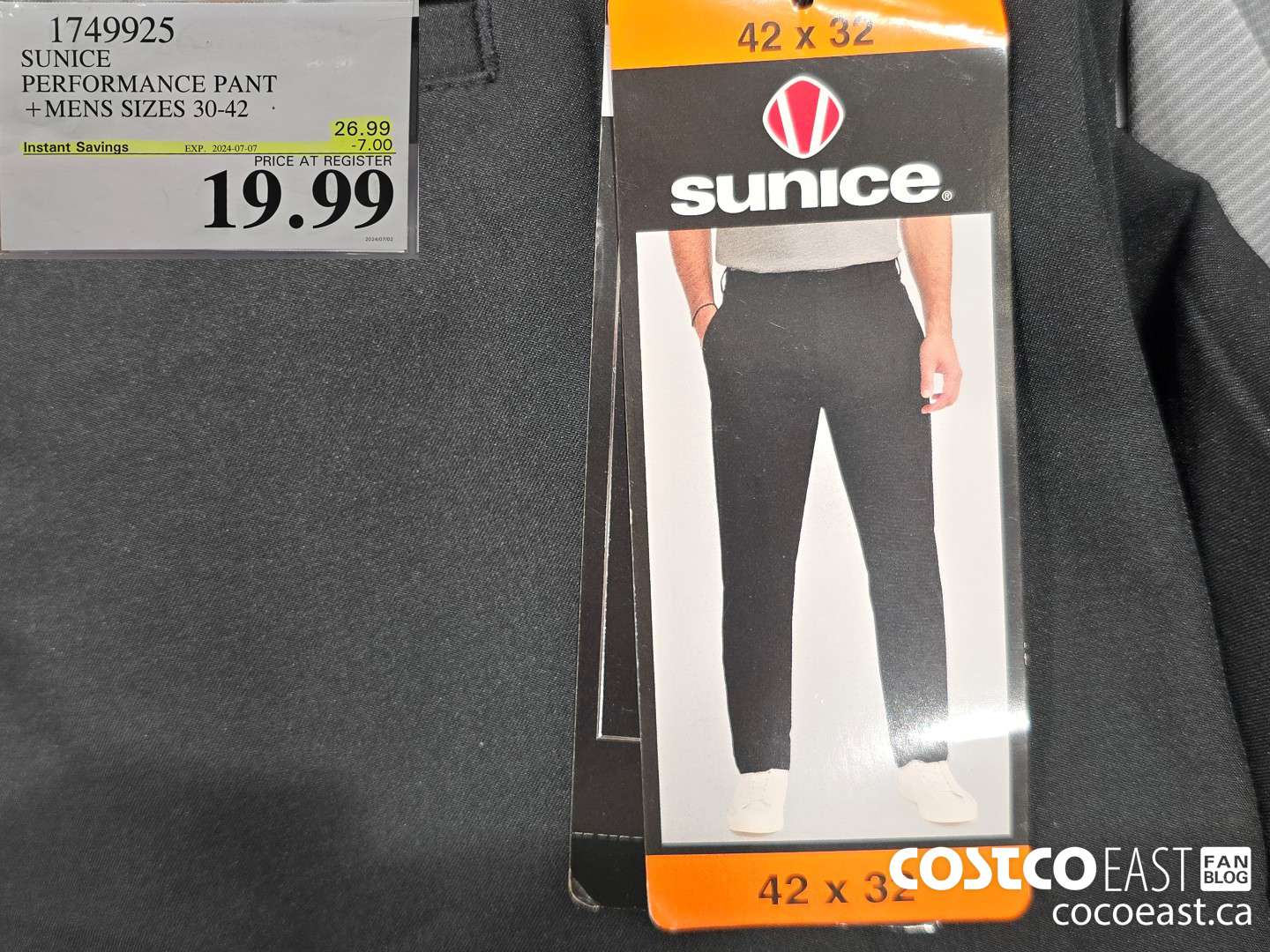 1749925 SUNICE PERFORMANCE PANT + MENS SIZES 30-42 ($7.00 INSTANT SAVINGS EXPIRES ON 2024-07-07) $19.99