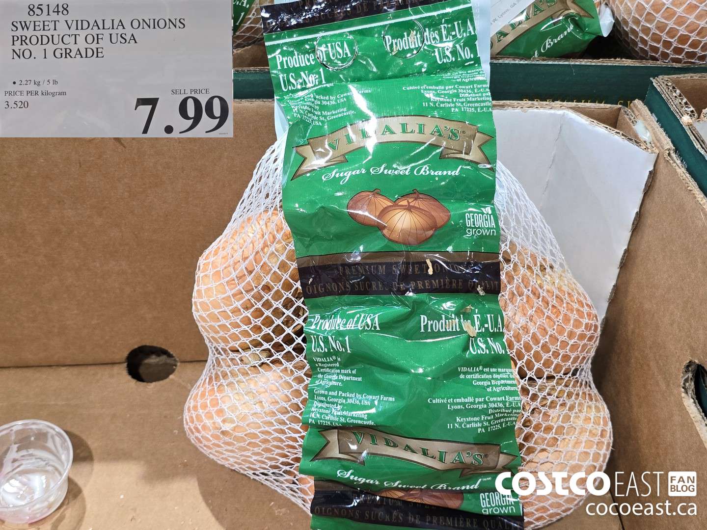 85148 SWEET VIDALIA ONIONS PRODUCT OF USA NO. 1 GRADE $7.99