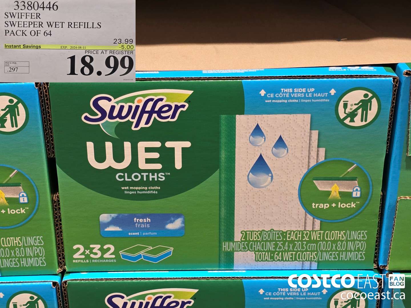 3380446 SWIFFER SWEEPER WET REFILLS PACK OF 64 ($5.00 INSTANT SAVINGS EXPIRES ON 2024-08-04) $18.99