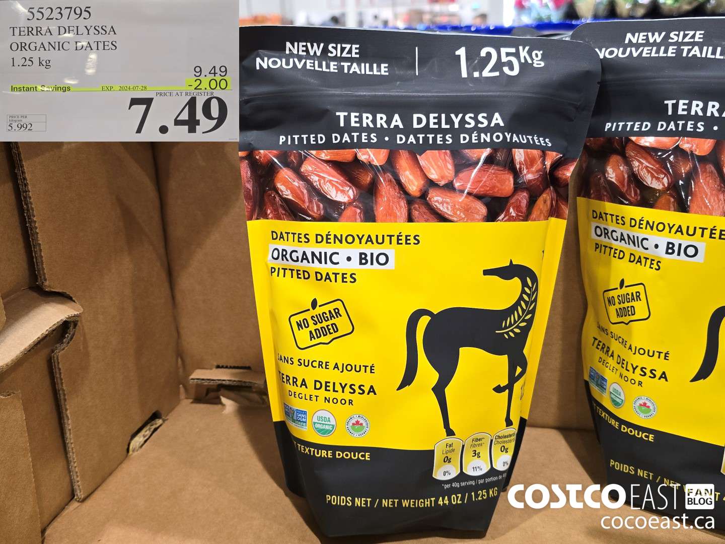 5523795 TERRA DELYSSA ORGANIC DATES 1.25 KG ($2.00 INSTANT SAVINGS EXPIRES ON 2024-07-28) $7.49