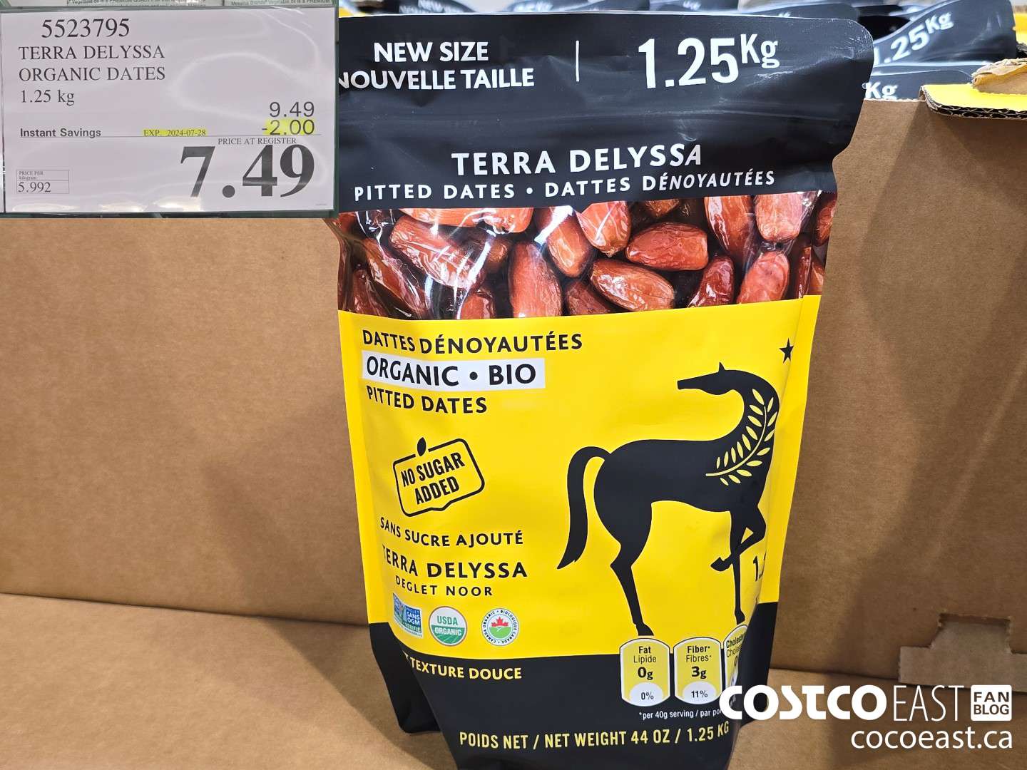 5523795 TERRA DELYSSA ORGANIC DATES 1.25 KG ($2.00 INSTANT SAVINGS EXPIRES ON 2024-07-28) $7.49