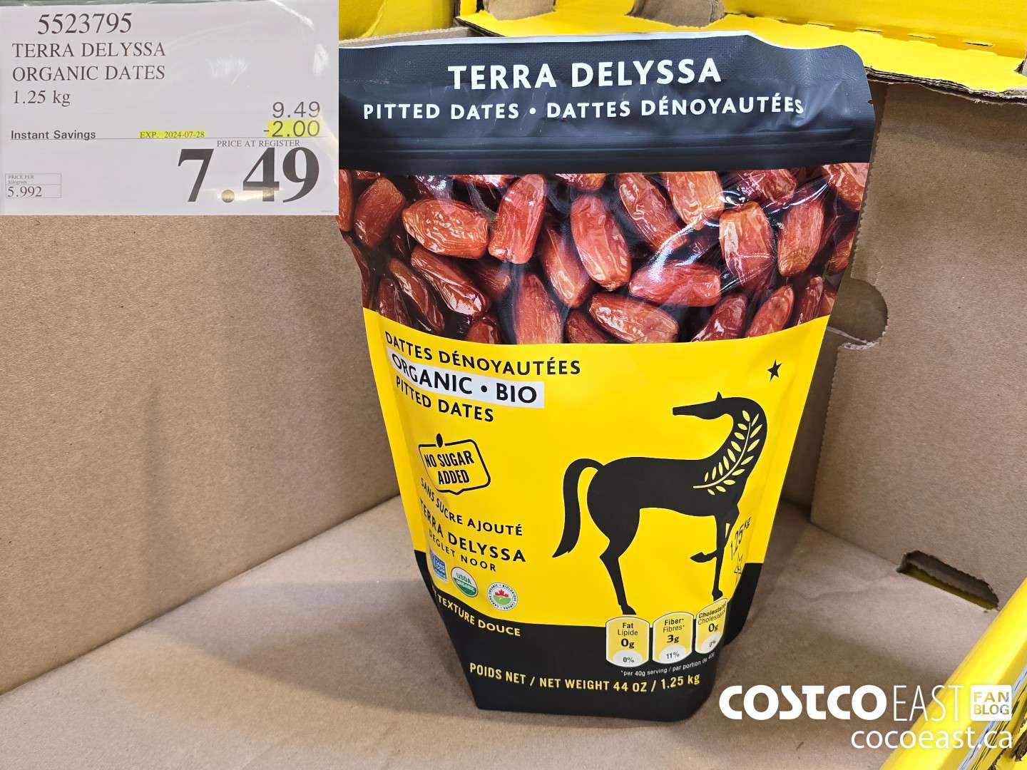 5523795 TERRA DELYSSA ORGANIC DATES 1.25 KG ($2.00 INSTANT SAVINGS EXPIRES ON 2024-07-28) $7.49