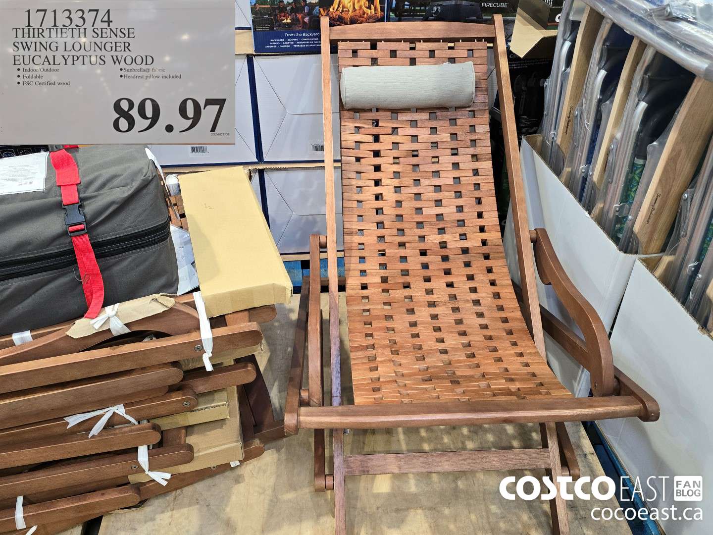 1713374 THIRTIETH SENSE SWING LOUNGER EUCALYPTUS WOOD $89.97